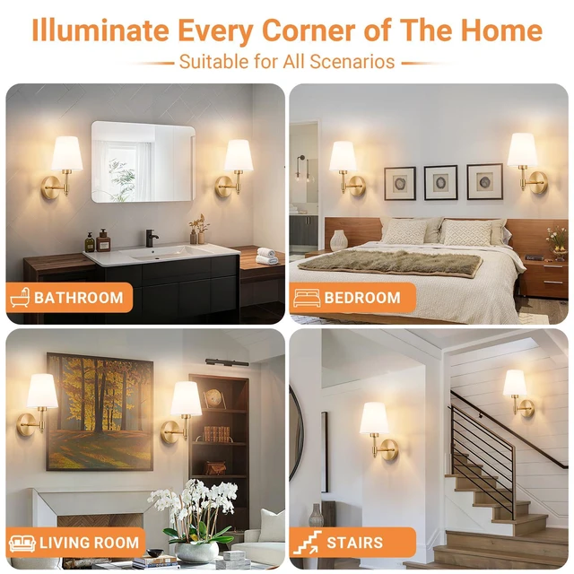 Alt view image 7 of 7 - Peel and Stick Wall Sconces, Stick On Wall Sconce Set of 2, Battery Operated Wireless Adhesive Wall Lights, Corn Bulb with 10000mAh Battery, Easy Install for Bedroom Living Room Wall Decor