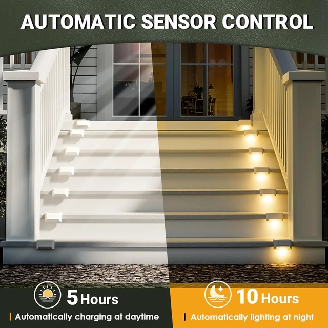 Alt view image 2 of 6 - Solar Fence Lights Outdoor 20 Pack, Waterproof, Warm White Solar Step Lights for Outdoor Stairs, Deck, Fence, Yard, Patio, and Balcony