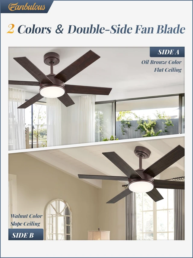 Alt view image 4 of 7 - 42" Outdoor Ceiling Fans with Lights, Dimmable 3CCT, Brown with Remote, Reversible DC Motor, 6 Blades, 6 Speed, for Indoor, Outdoor, Patios