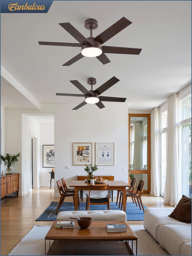 Alt view image 6 of 7 - 42" Outdoor Ceiling Fans with Lights, Dimmable 3CCT, Brown with Remote, Reversible DC Motor, 6 Blades, 6 Speed, for Indoor, Outdoor, Patios