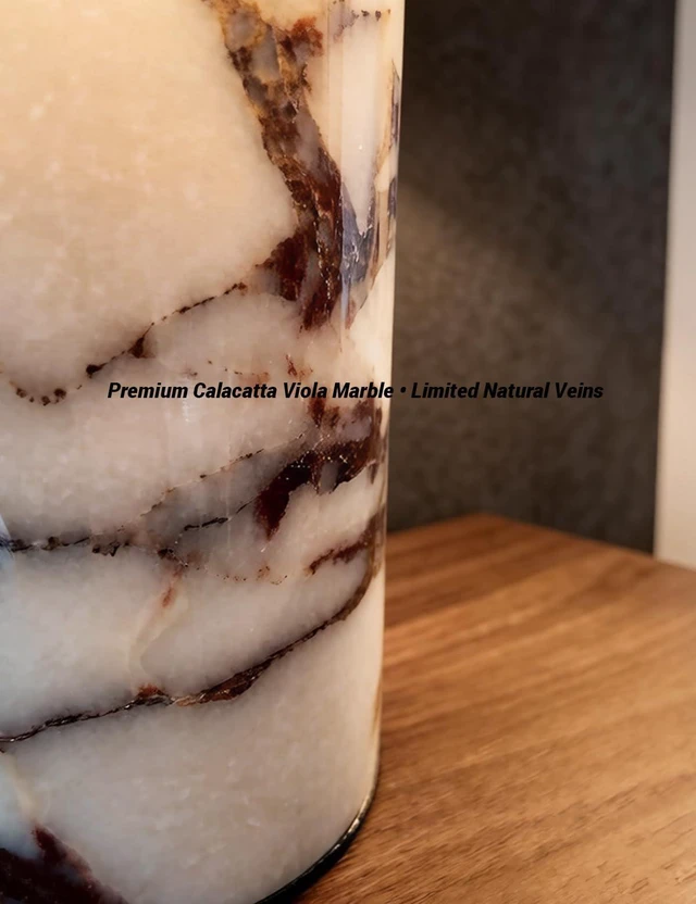 Alt view image 3 of 7 - Marble Lamp, 10 Inch Natural Stone Modern Luxury Decor Lamp Plug-In 110V Luxury 10'' Decorative Table Lamp, Calacatta Viola Stone for Entryway, Console Kitchen Counter