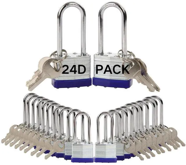Main image of ® Heavy Duty Outdoor Padlock 2-3/8" Extra Long Shackle Keyed-Different for Gate Shed Fence Truck Toolbox Locker Lock All Weather 1-9/16", 24PC Padlock with 48 Different Key, Hardened Steel Shackle