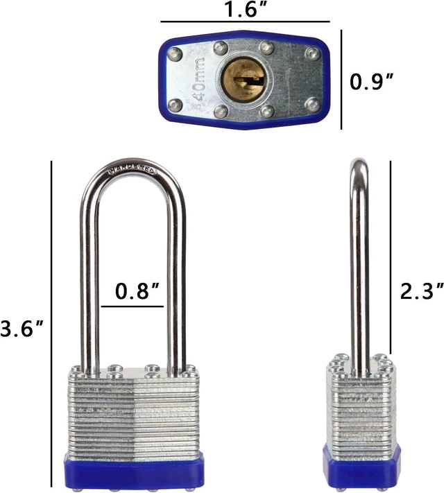 Alt view image 4 of 7 - ® Heavy Duty Outdoor Padlock 2-3/8" Extra Long Shackle Keyed-Different for Gate Shed Fence Truck Toolbox Locker Lock All Weather 1-9/16", 24PC Padlock with 48 Different Key, Hardened Steel Shackle