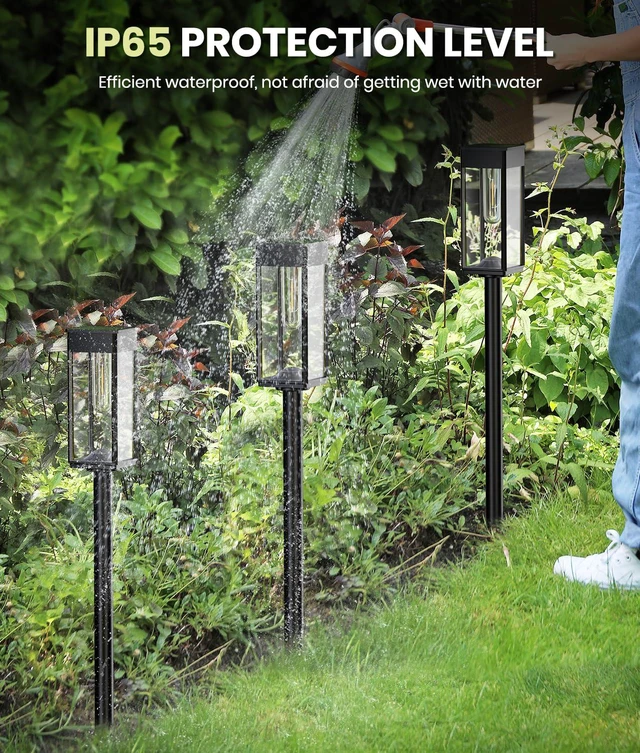 Alt view image 2 of 6 - Solar Powered Pathway Lights, 12 Pack, 3 Heights, Warm White, IP65 For pathways and gardens, Solar Walkway Lights Outdoor Waterproof pair 3 heights with auto on/off and 1124 h runtime