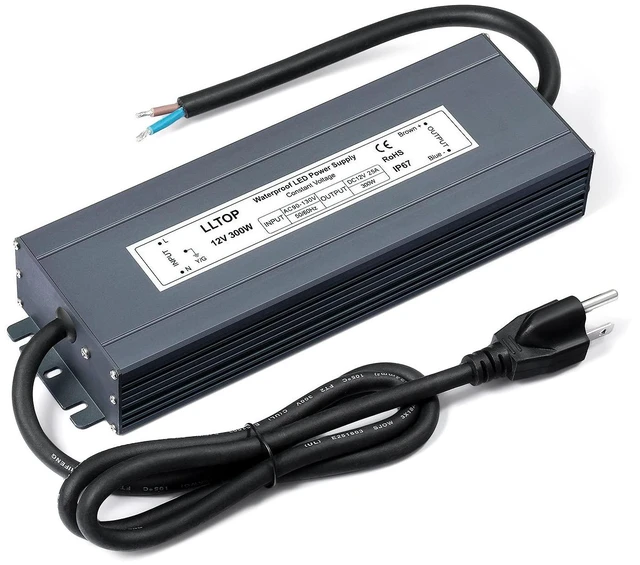 Main image of 12V DC LED Driver Waterproof IP67 Power Supply 300W 25A AC100-264V Input, Ultra Thin, Aluminum Case, LED Low Voltage Transformer, For Indoor Outdoor LED Lights