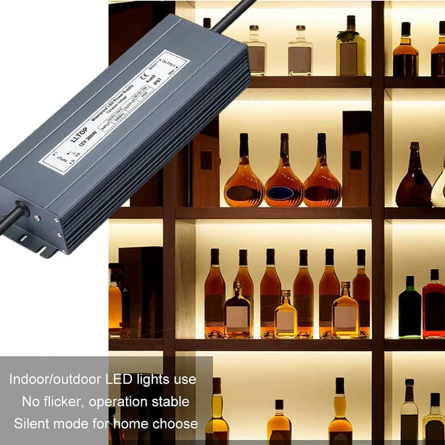 Alt view image 5 of 7 - 12V DC LED Driver Waterproof IP67 Power Supply 300W 25A AC100-264V Input, Ultra Thin, Aluminum Case, LED Low Voltage Transformer, For Indoor Outdoor LED Lights