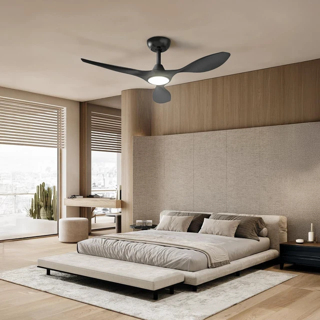 Alt view image 2 of 7 - 42'' Modern Ceiling Fan with Light, Wide Blade Design, Remote DC Motor,Reversible,Color Adjustable,Dimmable,Led Light,6 Speeds,3 Timers,Modern,Plastic,Bedrooms, Living rooms,Indoor