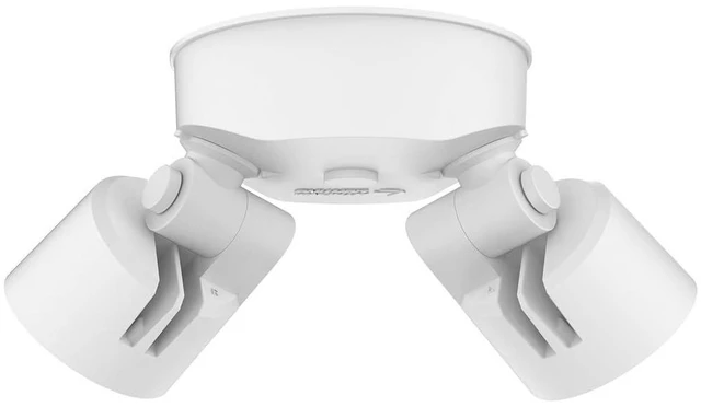 Alt view image 7 of 7 - HomeGuard 2-Light LED Outdoor Flood Lights, Wall or Ceiling Mount Outdoor Lights, 4000K Cool White, Round Heads, White, 2-Pack (HGX LED 2RH 40K 120 WH CP2 M2)