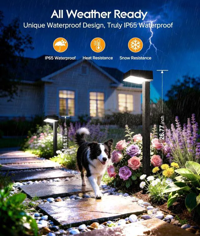 Alt view image 4 of 7 - Solar Pathway Lights Outdoor, 12 Pack Garden Lights Solar Powered Path Light with Focused Beam Lens, 2 Light Modes Waterproof Outdoor Solar Light for Yard Driveway Walkway Landscape