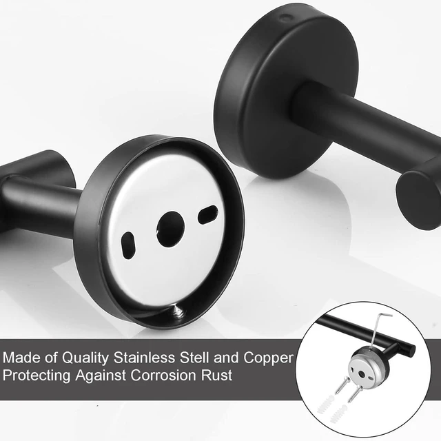 Alt view image 4 of 7 - Bathroom Hardware Set Matte Black, 10 Pieces Bathroom Accessories Set Includes Includes 2 Packs 24 Inch Towel Bar, Towel Ring, Toilet Holder and 4 Packs Towel Hooks