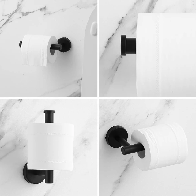 Alt view image 7 of 7 - Bathroom Hardware Set Matte Black, 10 Pieces Bathroom Accessories Set Includes Includes 2 Packs 24 Inch Towel Bar, Towel Ring, Toilet Holder and 4 Packs Towel Hooks