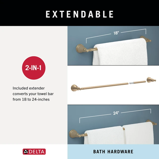 Alt view image 4 of 7 - Mylan 4-Piece Bathroom Set Champagne Bronze 18" Towel Rack, Toilet Paper Holder, Hand Towel Holder, Hook| Bathroom Accessory Set Towel Holder 4-Piece Hardware MYN64-CZ