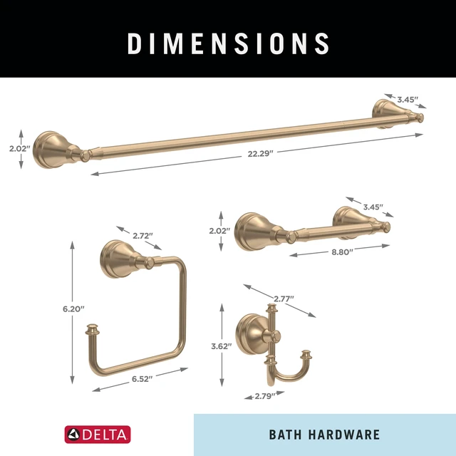 Alt view image 6 of 7 - Mylan 4-Piece Bathroom Set Champagne Bronze 18" Towel Rack, Toilet Paper Holder, Hand Towel Holder, Hook| Bathroom Accessory Set Towel Holder 4-Piece Hardware MYN64-CZ
