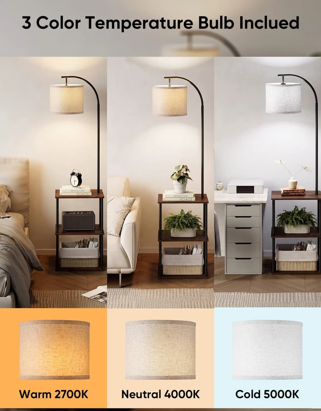 Alt view image 2 of 7 - Floor Lamp with Table 2-Pack, Nightstands End Side Table for Living Room