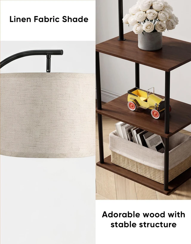 Alt view image 3 of 7 - Floor Lamp with Table 2-Pack, Nightstands End Side Table for Living Room