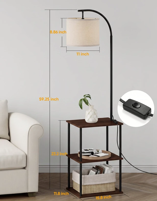 Alt view image 4 of 7 - Floor Lamp with Table 2-Pack, Nightstands End Side Table for Living Room