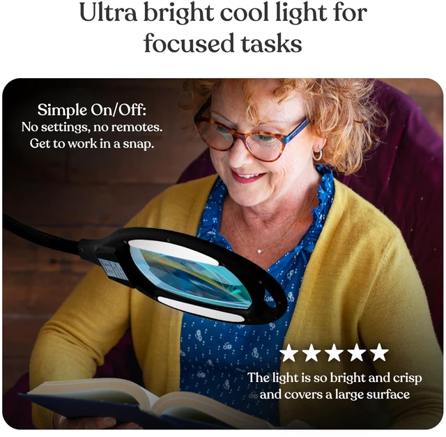 Alt view image 3 of 7 - LightView Pro Magnifying Floor Lamp - Hands Free Magnifier with Bright LED Light for Reading - Work light With Flexible Gooseneck - Standing Mag Lamp