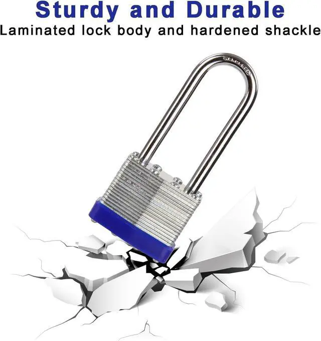 Alt view image 6 of 7 - ® Heavy Duty Outdoor Padlock 2-3/8" Extra Long Shackle Keyed-Different for Gate Shed Fence Truck Toolbox Locker Lock All Weather 1-9/16", 24PC Padlock with 48 Different Key, Hardened Steel Shackle