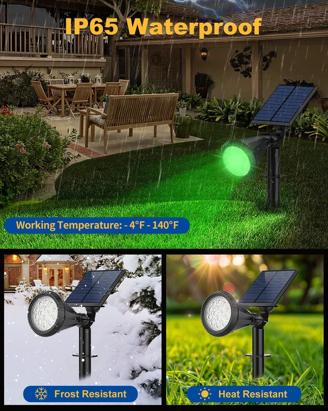 Alt view image 4 of 7 - Solar Spot Lights Outdoor Color Changing, 7 Modes/14 LED Outdoor Solar Lights for Yard, Waterproof RGB Multicolor Solar Landscape Spotlights Auto On/Off for Flood, Yard, Tree, Pathway, 10 Pack