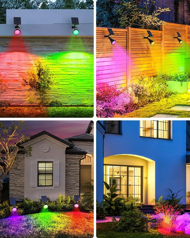Alt view image 7 of 7 - Solar Spot Lights Outdoor Color Changing, 7 Modes/14 LED Outdoor Solar Lights for Yard, Waterproof RGB Multicolor Solar Landscape Spotlights Auto On/Off for Flood, Yard, Tree, Pathway, 10 Pack
