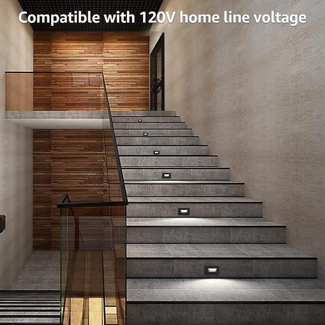 Alt view image 6 of 7 - 6-Pack 5CCT 120V LED Step Lights, Horizontal, Black 150LM, 5%-100% Dimmable, CRI90, ETL, Indoor Outdoor Stair Lights, Wet Location, 2700K/3000K/3500K/4000K/5000K, Aluminum