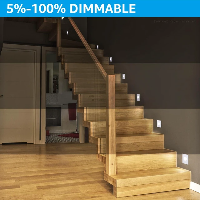 Alt view image 3 of 7 - 6-Pack 5CCT 120V LED Step Lights, Vertical, White 150LM, 5%-100% Dimmable, CRI90, ETL, Indoor Outdoor Stair Lights, Wet Location, 2700K/3000K/3500K/4000K/5000K, Aluminum