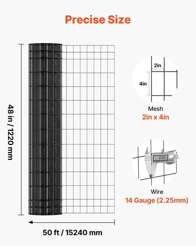 Alt view image 3 of 7 - Hardware Cloth, 48 in x 50 ft, 2 x 4 in Mesh 14 Gauge Galvanized Steel Wire Fencing for Cattle, Hog & Sheep, Heavy Duty Vinyl Coated Fence for Animal Enclosures, Cage Wire, Garden Fences