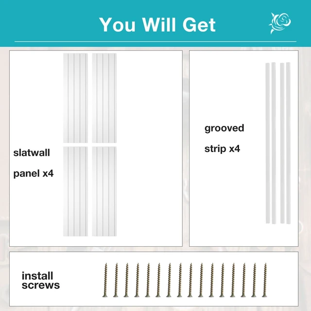 Alt view image 4 of 7 - Slatwall Panel Wall Storage Systems, 4 x 4ft Slat Wall Paneling Garage Wall Organizer, Heavy Duty Wall Mounted PVC Wall Rack (White)