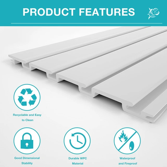 Alt view image 5 of 7 - Slatwall Panel Wall Storage Systems, 4 x 4ft Slat Wall Paneling Garage Wall Organizer, Heavy Duty Wall Mounted PVC Wall Rack (White)