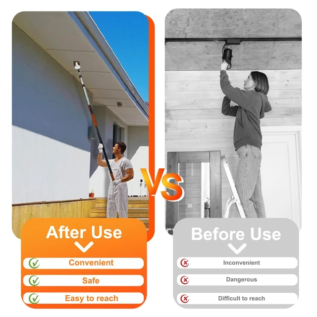 Alt view image 5 of 6 - 26FT Reach Light Bulb Changer for High Ceilings, Light Bulb Changer with Baskets and Suction Cup for Recessed Lights with 5-20FT Telescoping Extension Pole