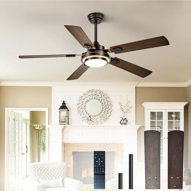 Main image of 52-Inch Ceiling Fan with Light: Walnut Ceiling Fans with 5 Blades Dual Finish Reversible - Farmhouse Ceiling Fan with Remote Control Noiseless for Living Room Outdoor Patios