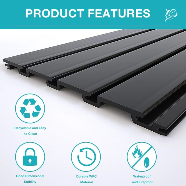 Alt view image 5 of 7 - Slatwall Panel Wall Storage Systems, 4 x 4ft Slat Wall Paneling Garage Wall Organizer, Heavy Duty Wall Mounted PVC Wall Rack (Black)