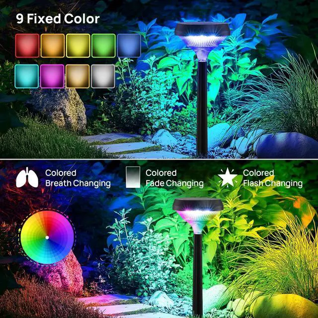 Alt view image 3 of 7 - Solar Lights Outdoor 8 Pack, Color Changing Solar Pathway Lights Multicolor/Warm White/Cool White Solar Lights Outdoor Waterproof for Walkway Yard Garden Landscape Driveway