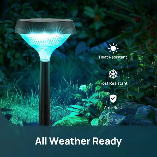 Alt view image 4 of 7 - Solar Lights Outdoor 8 Pack, Color Changing Solar Pathway Lights Multicolor/Warm White/Cool White Solar Lights Outdoor Waterproof for Walkway Yard Garden Landscape Driveway