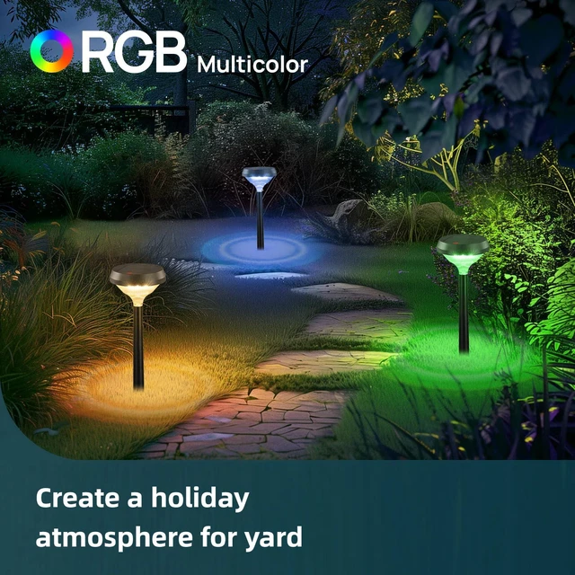 Alt view image 5 of 7 - Solar Lights Outdoor 8 Pack, Color Changing Solar Pathway Lights Multicolor/Warm White/Cool White Solar Lights Outdoor Waterproof for Walkway Yard Garden Landscape Driveway