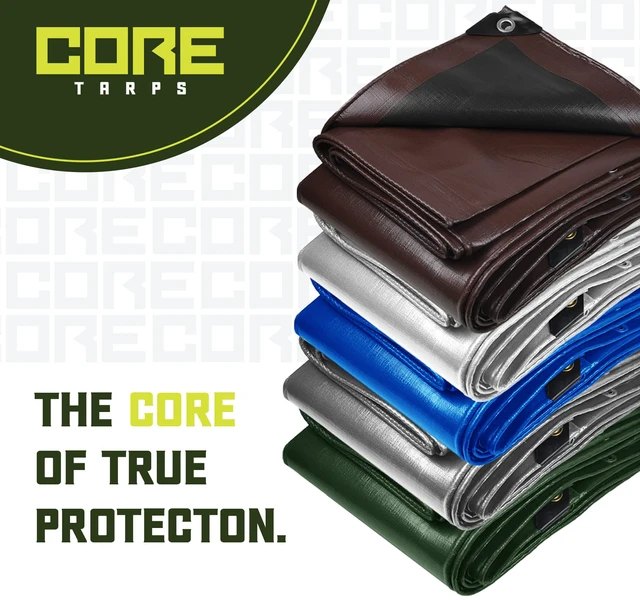 Alt view image 7 of 7 - Heavy Duty 8 Mil Tarp Cover, Waterproof, UV Resistant, Rip and Tear Proof, Poly Tarpaulin with Reinforced Edges for Roof, Patio, Pool, Boat. (Green/Black 24 X 30)