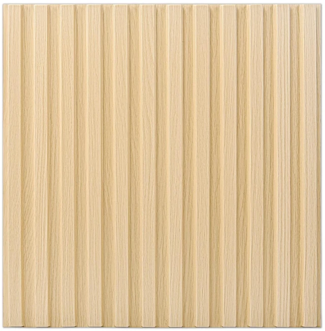 Alt view image 2 of 7 - 3D Fluted Textured Slat Wall Panels, 19.7 x 19.7 in, 12-Pack, Oak PVC, Waterproof, Scratch Proof, Wipeable, Break-Proof, Ideal for Home, Office and Commercial Spaces