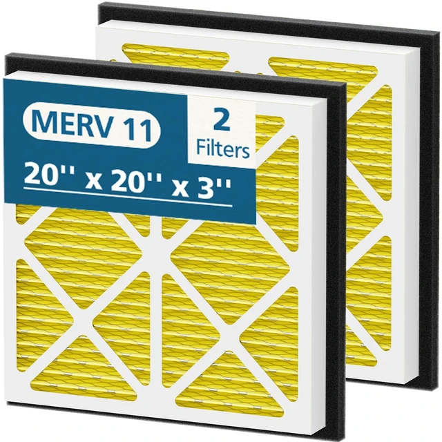 Main image of 20x20x3 MERV 11 Air Filter Compatible with Zephyr VGF Series 20x20x3 Whole Home Deep Pleated Return Air Grille Filter, MERV 11 Air Filtration System, Yellow, 2 Pack