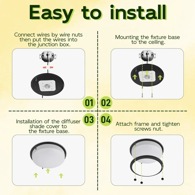 Alt view image 7 of 7 - 16 inch Dimmable LED Flush Mount Ceiling Light Fixture,2200LM 36W 2.7/3/3.5/4K/5K Adjustbale, 120°Light Angle, CRI90, Ceiling Lamp for Bedroom, Kitchen, Office,ETL Listed,2Pack