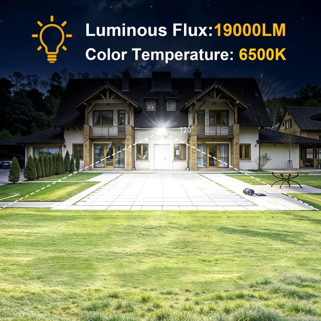 Alt view image 3 of 7 - 200W Flood Lights Outdoor,19000lm Bright LED Work Light with Plug,Daylight White LED Flood Lighting,IP66 Waterproof Security Yard Lights for Yard Garage Stadium 2 Pack