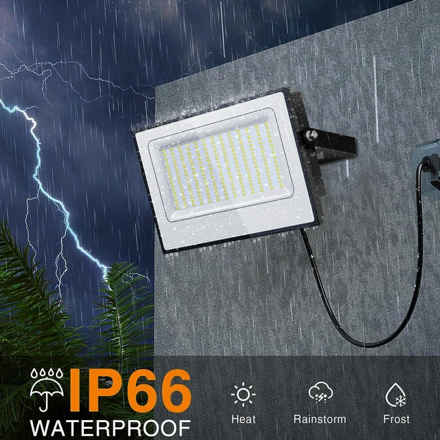 Alt view image 4 of 7 - 200W Flood Lights Outdoor,19000lm Bright LED Work Light with Plug,Daylight White LED Flood Lighting,IP66 Waterproof Security Yard Lights for Yard Garage Stadium 2 Pack