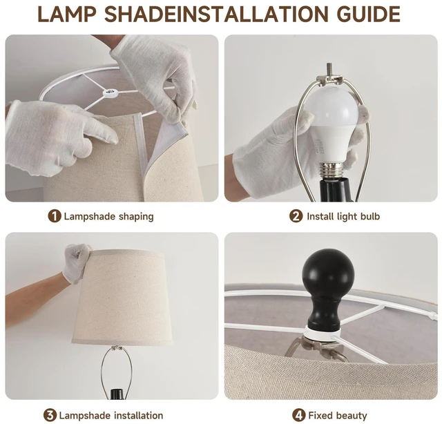 Alt view image 6 of 7 - Lamps Set of 2 Modern Farmhouse Table Lamp Bedside Reading Lamps Living Room End Tables Set Lamps for Night Stands Bedroom Night Lamp,High 26.25 Inch,Black,With Fabric Lamp Shade,Bulb Not Included