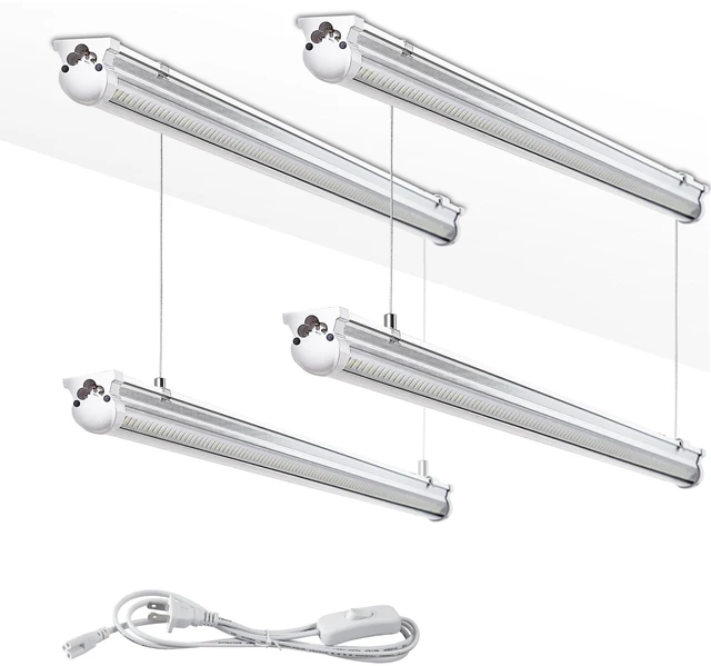 Alt view image 4 of 6 - 2Pack 8FT LED Shop Light Garage Lights,100W 6000K 15000LM White Light,Hanging/Surface Mount,Plug and Play,Super Bright T8 Tube Light,Linkable LED Shop Lights for Warehouse Workshop Basement