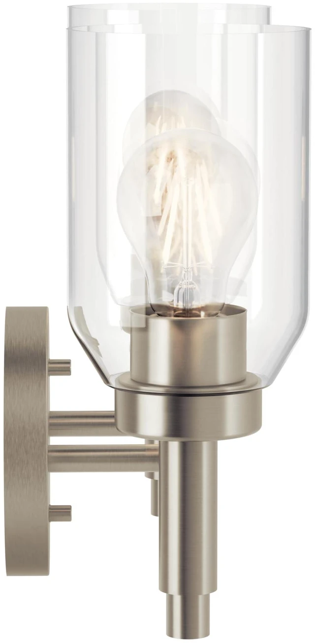 Alt view image 3 of 6 - Madden 2-Light Bathroom Vanity Light, Brushed Nickel Modern vanity light with clear glass for single or double bathroom mirrors (14.25" x 10.5"), 55184NI