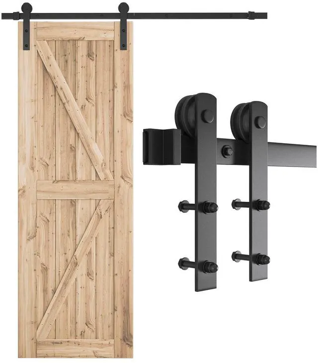 Main image of 5.5ft Sliding Barn Door Hardware kit, Fit 30-33" W Doorpanel Barn Door Track, Sliding Door Hardware kit, Smoothly and Quietly -Heavy Duty Sturdy -Easy to Install, I Shape Hanger