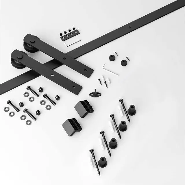 Alt view image 4 of 7 - 5.5ft Sliding Barn Door Hardware kit, Fit 30-33" W Doorpanel Barn Door Track, Sliding Door Hardware kit, Smoothly and Quietly -Heavy Duty Sturdy -Easy to Install, I Shape Hanger