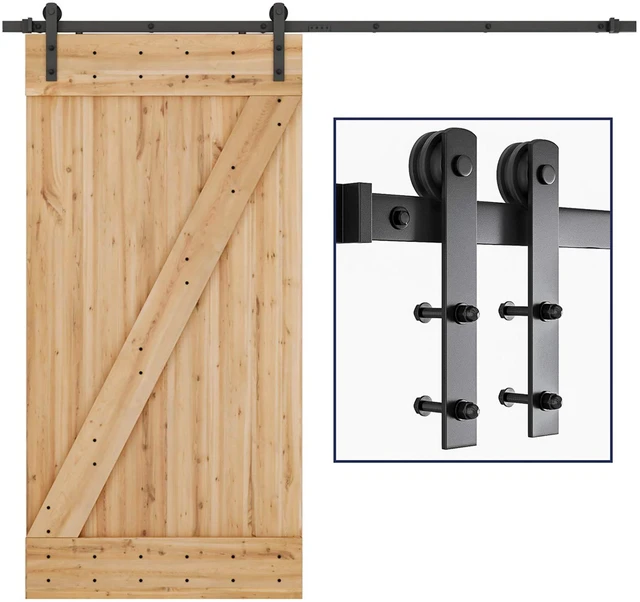 Main image of 8ft Sliding Barn Door Hardware kit, Fit 42-48" W DoorPanel Barn Door Track, Sliding Door Hardware kit, Smoothly and Quietly -Heavy Duty Sturdy -Easy to Install, I Shape Hanger