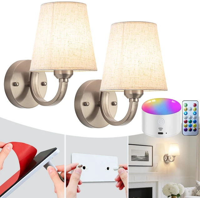 Main image of Peel and Stick Wall Sconces, No Drilling Stick On Wall Sconce, Wireless Battery Operated Wall Lights, Adhesive Wall Lamp with 10000mAh Battery Bulb for Bedroom Living Room Decor