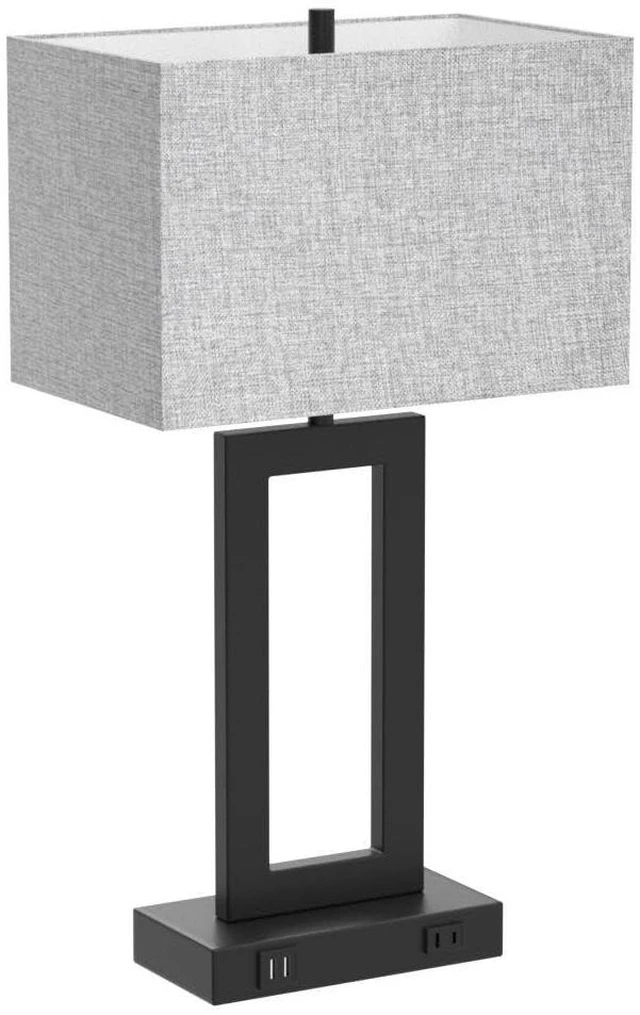 Alt view image 4 of 7 - 22" Table Lamp Set of 2 with 2 USB Ports, Modern Nightstand Lamp 3 Way Dimmable, Touch Control, Grey Fabric Shade, E26 Base, Desk Lamp for Living Room, Bedroom, 2 LED Bulbs Included