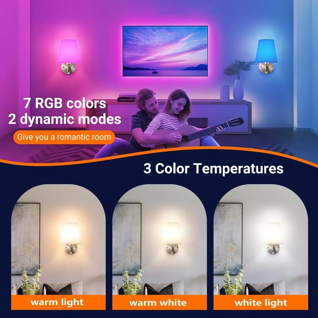 Alt view image 4 of 7 - Peel and Stick Wall Sconces, No Drilling Stick On Wall Sconce, Wireless Battery Operated Wall Lights, Adhesive Wall Lamp with 10000mAh Battery Bulb for Bedroom Living Room Decor